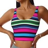 Women Girls Comfy U-Shaped Back Yoga Vest Elastic for Purple Mexican Blanket Stripes Athletic Tops with Pads Control Shapewear Activewear for Workout Training