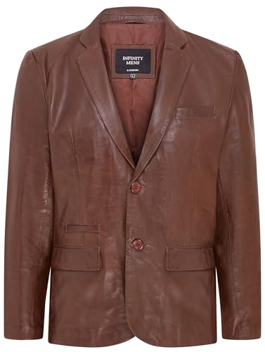Mens Leather Blazer Soft Real Italian Leather Fitted Vintage Jacket Coat