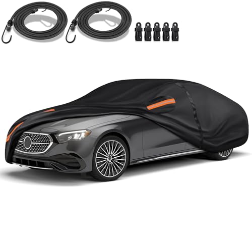 QUYDDC Special 16 Layers Full Car Cover Fit for 2006-2024 MERC-edes Benz E Series E200 E300 E63 AMG S, Ultra Heavy 600D Oxford Cloth, All-Weather Summer Sun Exposure and Winter Snow Rain Dust UV