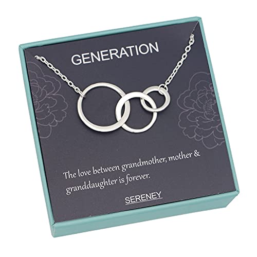 Generations Necklace for Grandma,Christmas Gifts for mom,Nana gifts from grandkids,Mother daughter gifts,Silver circles Grandmother necklace for women on Birthday Mothers Day from Sereney