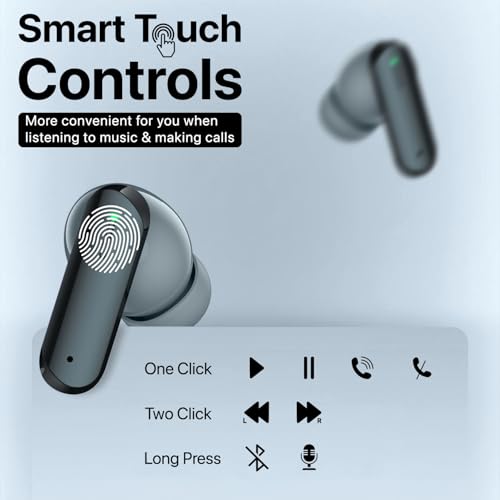 Image of Vaku Luxos BOOMX Wireless Earbuds Bluetooth 5.4 TWS Headphones 60H Playback Bass Stereo 13mm Drivers Gaming Low Latency HD Calls Touch Control Fast Charging IPX Waterproof- Green