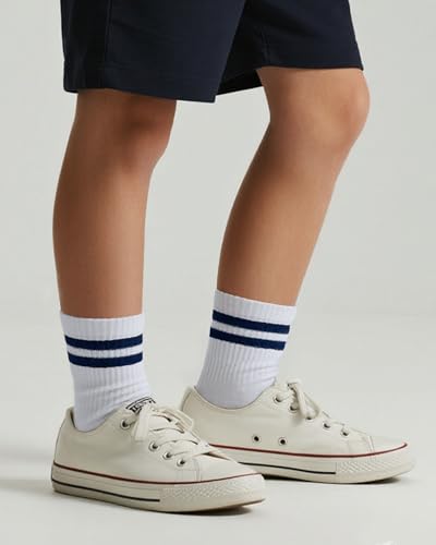 Image of COTTON DAY Unisex School Kids Boys Girls Soft Combed Cotton Athletic Socks