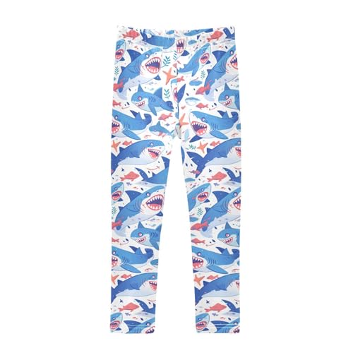 KLL Ocean Shark Masco Toddler Girls Leggings Casual High Waisted Workout Pants Gym