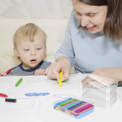 Image of 50 Pcs Plastic Crayon Box Holds 24 Crayon With Hinged Lid, Clear Crayon Organizer Crayon Holder Case Crayon Storage Containers for Art Crafts School Classroom Supplies (50)