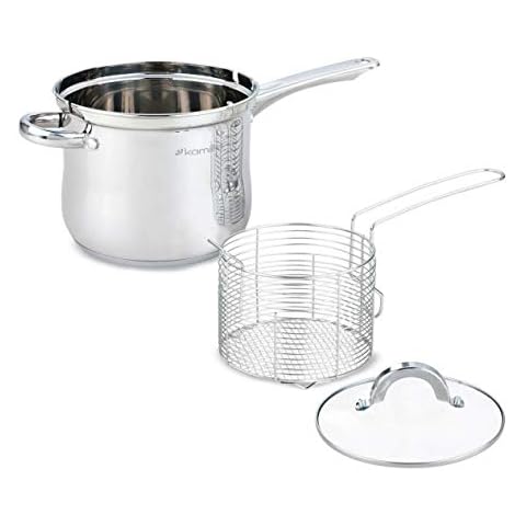 Tempura 3.5 L Deep Fryer Pan with Frying Basket Suitable for Induction Cookers Cover