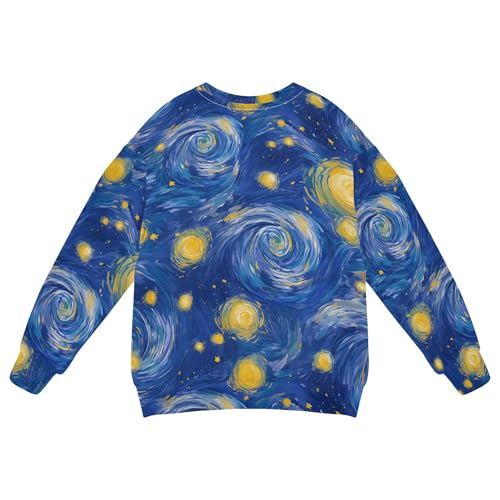JUNZAN Starry Night Moon Big Girls Hooded Sweatshirt Fleece Hoodies for Girls Camping 4T2
