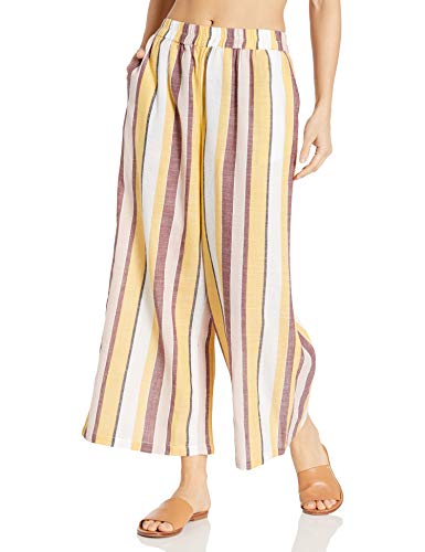 Seafolly Women's Stripe Wide Leg Crop Pant with Elastic Waist, Safari spot Multi, Extra Small