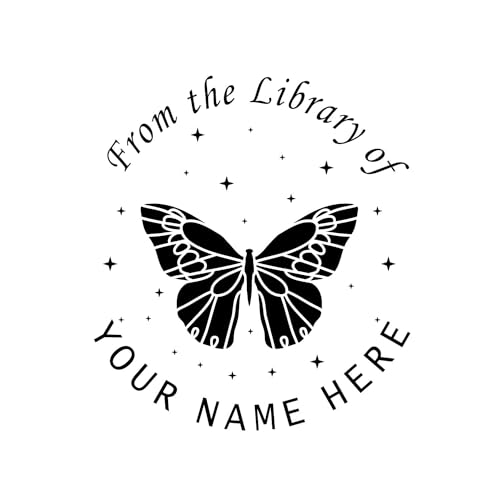 Personalized Library Embosser - Custom Name and Butterfly Design - Round 1.625