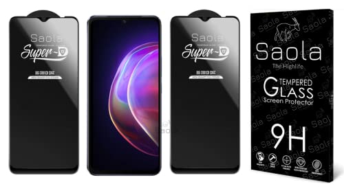 Image of Saola Hd+ Oleophobic Tempered Glass Screen Protector For Vivo V21 (Pack Of 2) With Free Installation Kit. Full Screen Coverage - 6.44 Inch