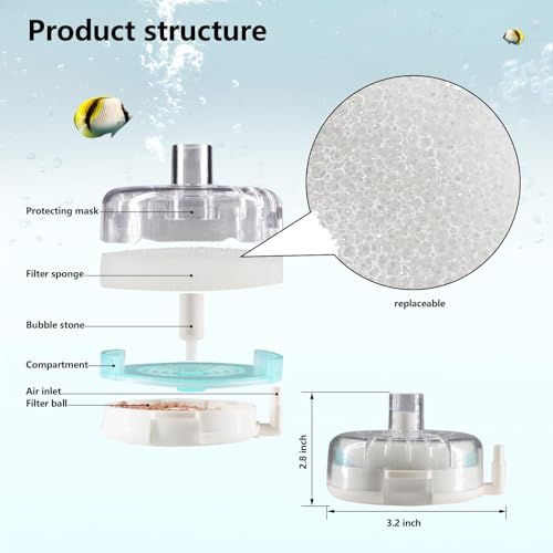 Image of Aquarium Small Fish Tank Filter - Mini Fish Tank for 2-15 Gallon Tanks Bio Sponge Filter, Ultra Quiet Submersible Aeration Filters for Breeding Fry Betta Shrimp Tanks