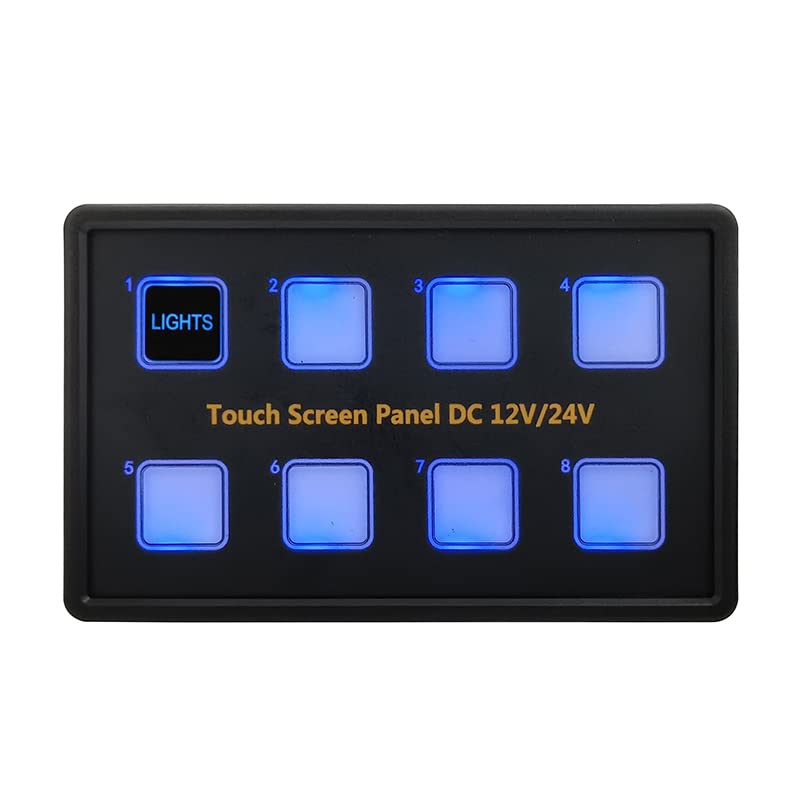Image of 8 Gang Touch Pad DIY Control Switch Panel for Car Marine Boat Yacht Caravan Camper Truck Trailer UTV Blue LED On-Off Multifunction Touch Control Panel Box