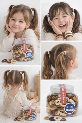 Image of Frescorr (100 pcs) Baby Hair Ties | Soft No-Damage Premium Elastic Mini Rubber Bands for girls | Strong Stretch Ponytail Holders | Daily Use Hair Accessories | (Brown Shades)