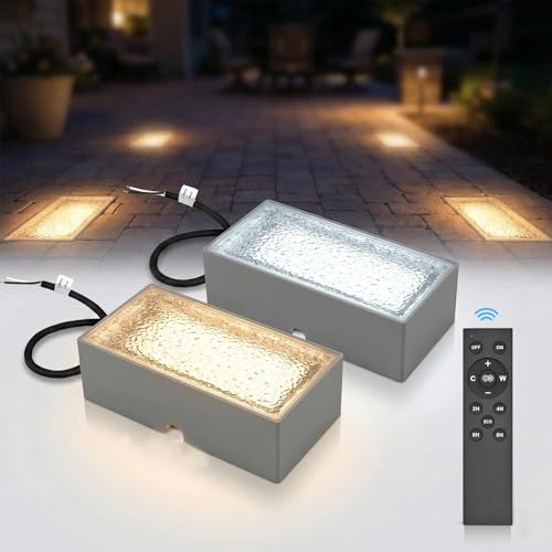 Drart 4x8 Brick Paver Light 12V Low Voltage Driveway & Pathway Lighting IP67 Waterproof Drive-Over Rated In-Ground Hardscape Light with 3 Color Modes & Remote