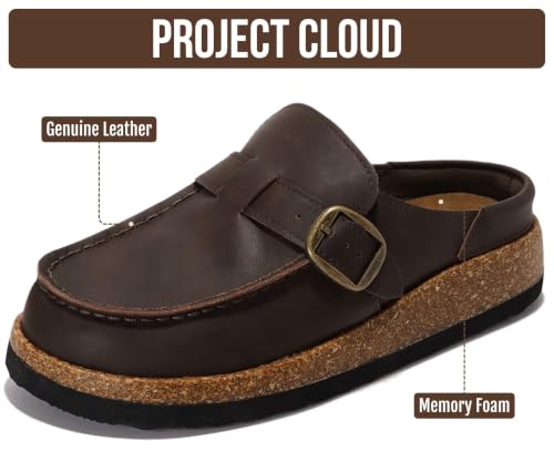 Image of Project Cloud 100% Genuine Leather Moccasin Style Clogs for Women - Memory Foam and Water Resistant Mules Slip On Non-Slip and Durable Clogs Casual Shoes for Women Footwear (Carline)