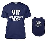Very Important Person/Very Important Pup Matching Dog Shirt & Owner T-Shirt (Navy, Medium Mens/X-Large Dog)