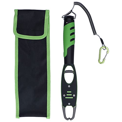 Yuecoom Fishing Lip Grips,Fish Grip Lip Clamp,Aluminum Fish Gripper with Soft Rubber Handle,Great Fish Holder for Caught Fish,360° Rotating Handle,Green-Black