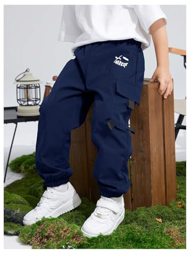 Boy's Graphic Cargo Pants Elastic Waist Sports Joggers Running Athletic Pants with Pockets3