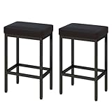 YMYNY Taburetes Altos de Cocina, 66 cm Taburete Cocina, Negro Cuero de Pu Taburete Alto, Taburetes de Cocina Con Cojín de 6 cm De Grosor y Base de Metal, Taburetes Altos para Mostrador Cocina, HBS513B