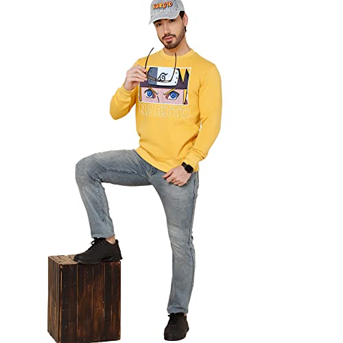 Image of Free Authority Men's Cotton Blend Crew Neck Sweatshirt (8905030609402 Yellow 2XL)