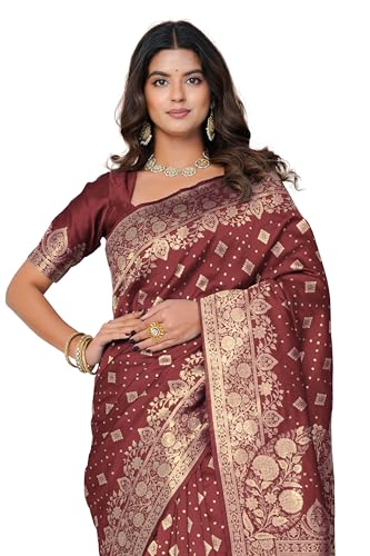 Image of MIRCHI FASHION Women Saree | Banarasi Silk Woven Design Daily Regular Use Sari with Blouse