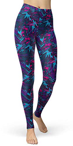 Image of sissycos Women's 80s Leggings Neon Artistic Splash Printed Buttery Soft Stretchy Pants