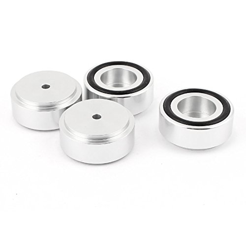 uxcell キャビネットCD PCスピーカーアンプの足のパッド 39x17mm シルバートーン アルミ 4個