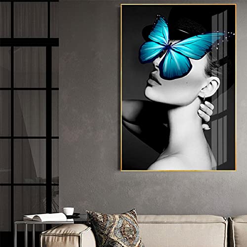 Affiches Toile Bleu Papillon Figure moderne decoration murale maison 40x60
