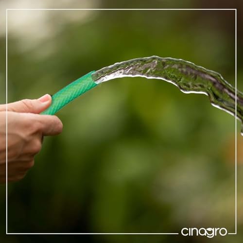 Image of Cinagro 10 Meter 0.5 inch Heavy Duty 3 Layered Braided PVC Garden Hose Pipe with Tap Adapter & 3 Clamps, Water hosePipe for Garden, Car Washing, Garden Pipe for Home (32.8 feet, Green) | With Tap Adapter, 3 Clamps, Heavy Duty, Flexible, Car Wash, Garden Watering