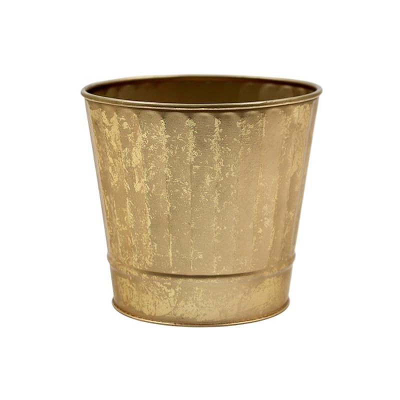 Hosley Metal Planters 7 Dia x 6 H Ideal Farmhouse Decor for Floral Arrangements Weddings Gift Special Events Parties Outdoor Planters Gold