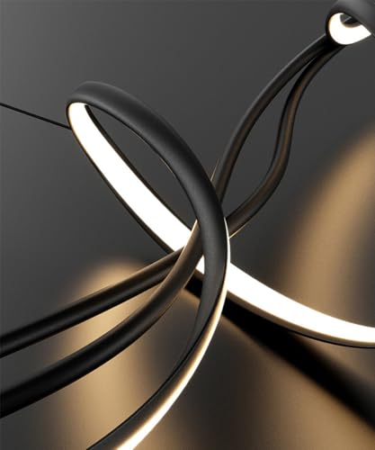 Lustre suspendu moderne LED noir, luminaire chic à intensité variable - 8