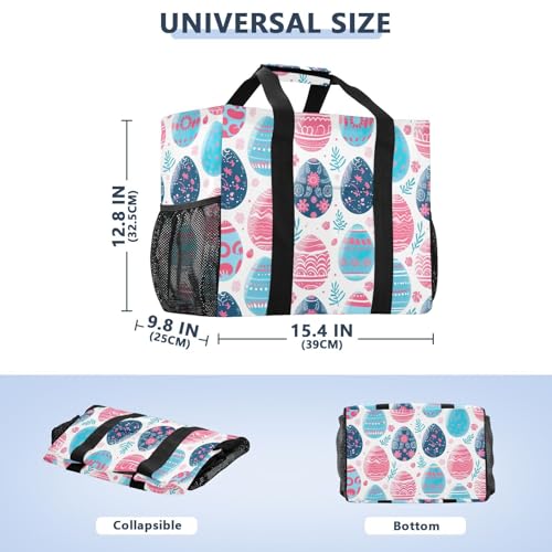 YETTASBIN Easter Egg Large Foldable Travel Tote Bag, Lightweight Waterproof Swim Pool Bag with Handles & Pocket for Beach Outdoor, Reusable Grocery Bag for Kitchen, Shopping3