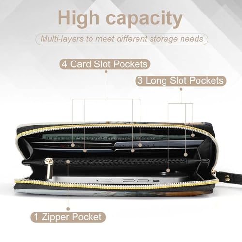 Goat Women's Wallet Wristlet Zipper Purse with Hand Strap Travel Credit Card Holder for Daily Use Gifts3