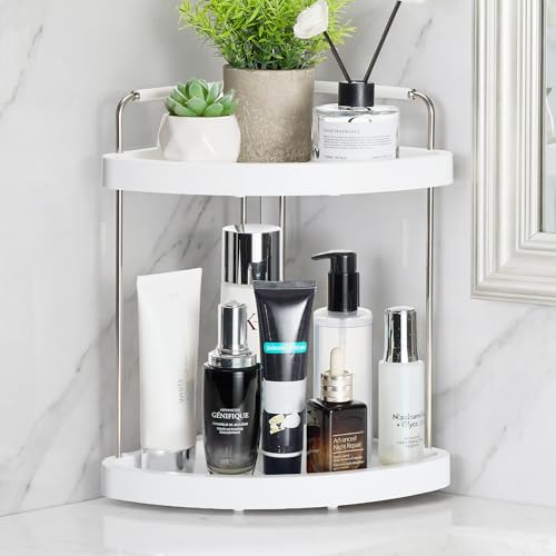 Vtopmart 2-Tier Bathroom Countertop Organizer Vanity Dresser Counter Tray Shelf for Skincare Perfume Makeup Silver