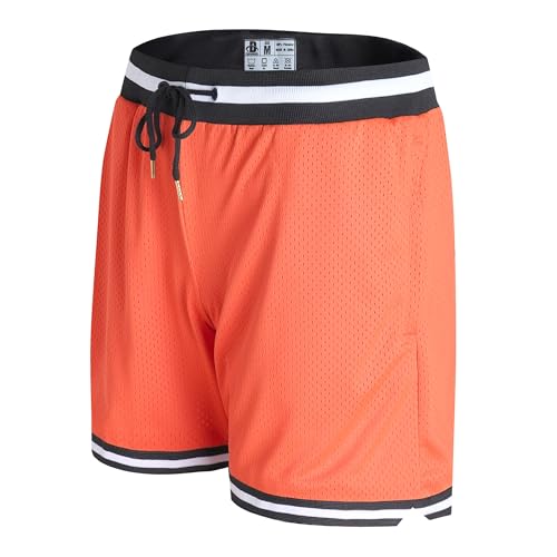 DEHANER Men's Basketball Shorts with Zip Pockets for Workout Gym Sports, Featuring Breathable Mesh Fabric