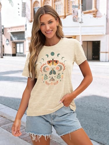 Image of Anbech Womens Dandelion Graphic T-Shirts Teen Girls Cute Sunflower Print Casual Tee Tops