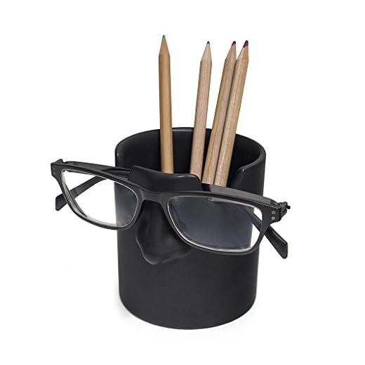 Balvi Pot à Crayons & Repose Lunettes Mr Tidy Couleur Noir Gardez Vos Lunettes rangées dans Votre Maison ou Bureau Céramique