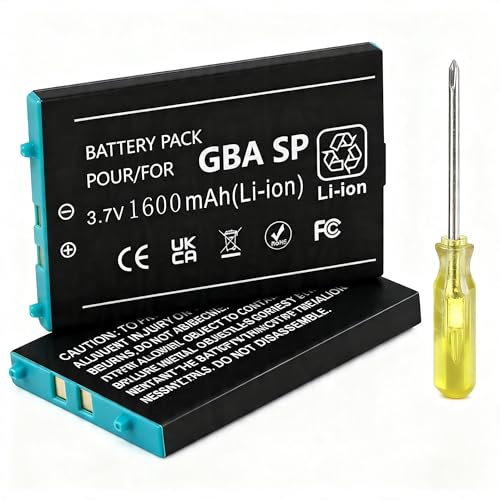 1600mAh 2026 Aufgerüstet GBA SP Akku- Leistungsstark, Langlebig, für Nintendo Gameboy Advance SP AGS-001, AGS-003, AGS-101 Modell Spielkonsole, Ultra-Hohe Kapazität Li-Ionen Ersatzakku