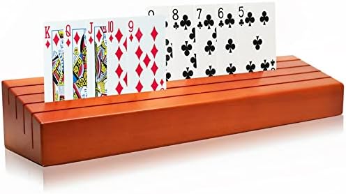 Card Deck Stand Set of 2 Playing Cards Holder for Kids Elder Wood Holder Racks Tray for Organizing Cards on Poker Game Bridge Card Holders Adults Card Deck Rack for Kids Card Tables for Adults