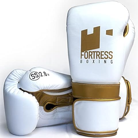 Fortress Boxing Gloves - SS2.0 Laced Sparring Gear for Punching Protection & Wrist Support - Men & Women Training Glove for Muay Thai, Workout, & Gym - 100% Cowhide Leather & Soft Latex Padding Cover