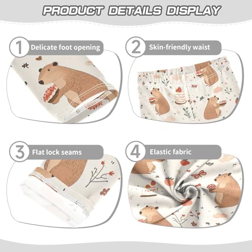 Vdsrup Girls Leggings Cakes Capybara Flowers Kids Ankle Length Leggings Pants Athletic Yoga Pants Toddler Tights Trousers 4T3