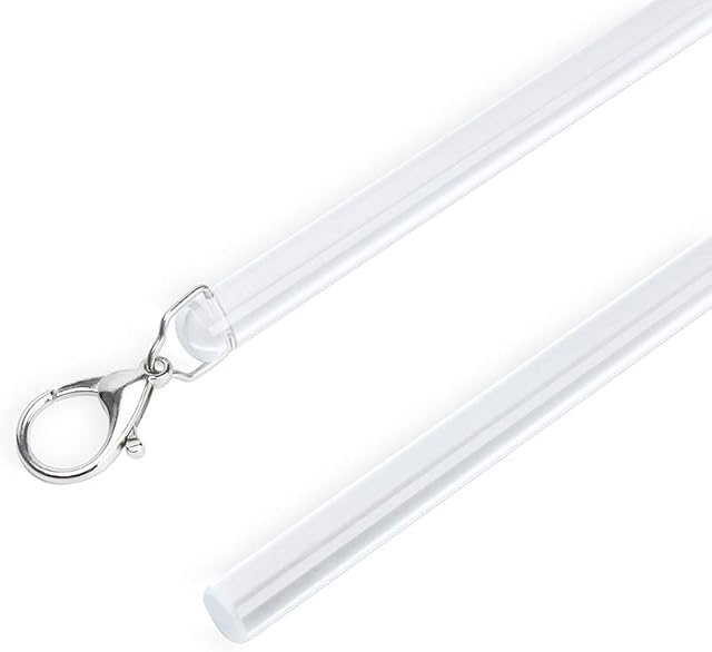 2 Pack Curtain Draw Rod with Metal Snap Invisible Clear Curtain Pull Wand for Drapery and Grommet Curtains 1/2 Inch Wide (Clear, 100cm)
