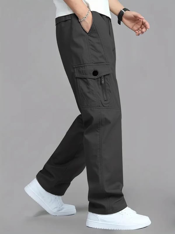 Image of DEELMO Men's Stylish Multi-Pocket Cargo Pants || Casual Fit Trousers || Stylish Cargo Trousers for Men || Men's Pants (MD506 01 04)