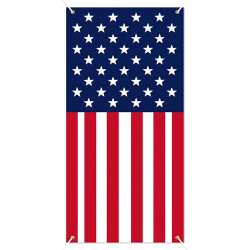 Image of BissYard American Flag Door Cover 71 x 35 Inches USA Flag Front Door Banner Patriotic Red White Blue Vertical Door Decoration for 4th of July Memorial Day Veterans Day