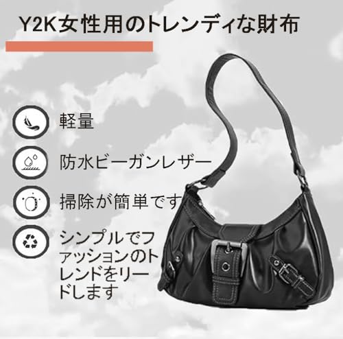 AFMKTICA Y2K 女性用トレンディパース、レザーバックル パンク ホーボー クラッチ パース バッグ レディース トップハンドル ショルダーバッグ の商品画像 4