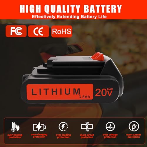CaliHutt 3.5Ah 20V LBXR20 LBX4020 Lithium Battery Compatible with Black and Decker 20Volt Max LB20 LBX20 LBXR2020 LB2X4020-OPE LBXR20-OPE Cordless Power Drill Driver Tools