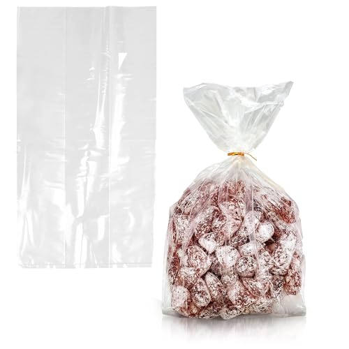 APQ Clear Gusseted Poly Bags, 6 x 3 x 15 Inches. Pack of 100 Waterproof Flat Bottom Gusseted Plastic Bags with Open Top. 2 Mil Thick Party Clear Plastic Bags for Packaging Popcorn, Cookies, Bread -  APQ Supply, GPB6315
