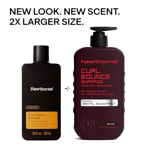 Image of Hawthorne Curl Bounce Mens Curly Hair Shampoo and Conditioner Set. Sulfate Free Shampoo and Conditioner with Shea Butter and Macadamia Oil For Healthy, Hydrated Hair. Ultra Nourishing. 16 oz. each.