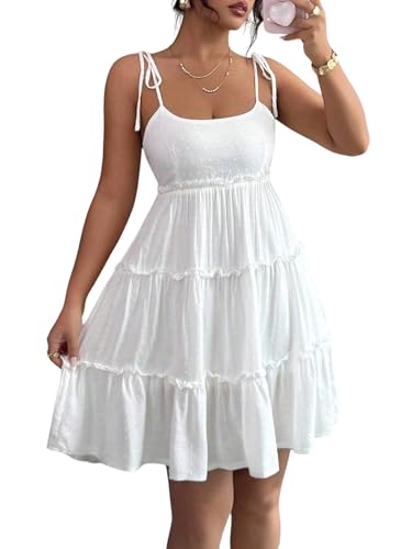 MakeMeChic Women's Summer Mini Dress Wedding Boho Flowy Cowgirl Short