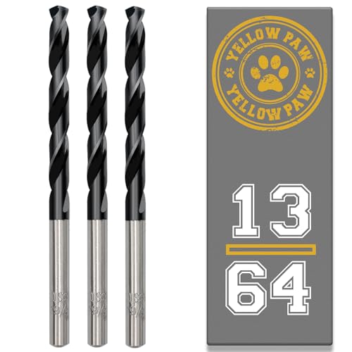 13/64 Inch Drill Bit (3 Pack) Industrial Grade M35 Cobalt Titanium Aluminum Nitrite - 13/64 Diameter & Total Length of 3 with Working Length of 2 Easily Drill Into Metal Steel & Aluminum