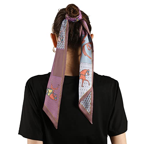 la ceida Skinny Silk Like Hair Scarf for Women Head Wrap Ribbon Handbag Neck Satin Scarves Gift Packed
